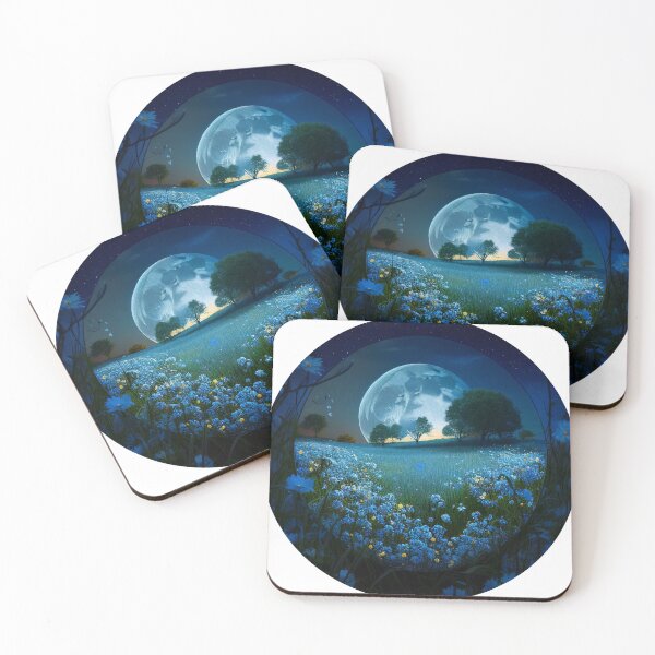 Item preview, Moonlit Meadow with Forget-Me-Nots and Trees designed and sold by Krystmiks.