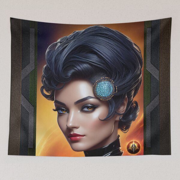 Item preview, The Communications Engineer Evoratae Dinecatcious Golden Age Of Sci-Fi Fantasy Portrait AI Concept Art by Xzendor7 designed and sold by Xzendor7 Digital Art Creations.
