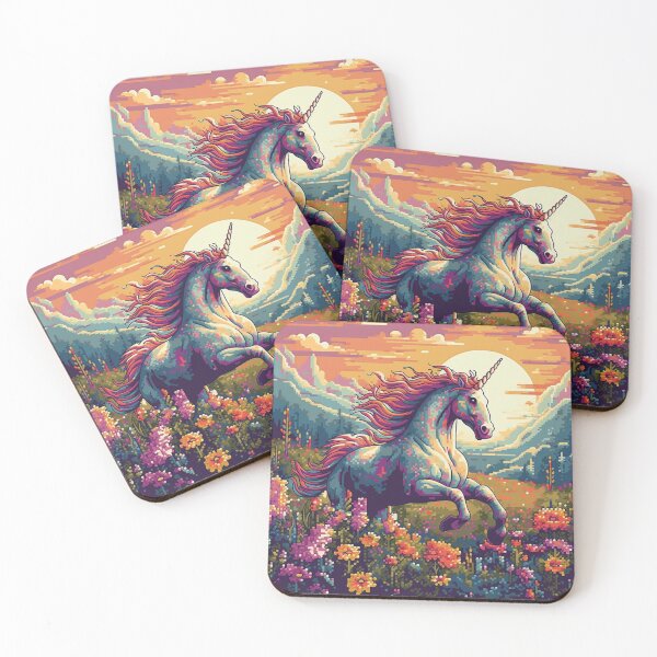 Item preview, Unicorn Running Freely in a Flower Style Pixelart designed and sold by amazingtraits.