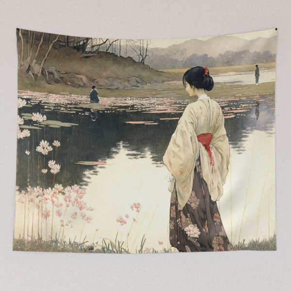 Item preview, Ukiyo-e Japanese Art - Woman Standing by the Shore designed and sold by allovervintage.
