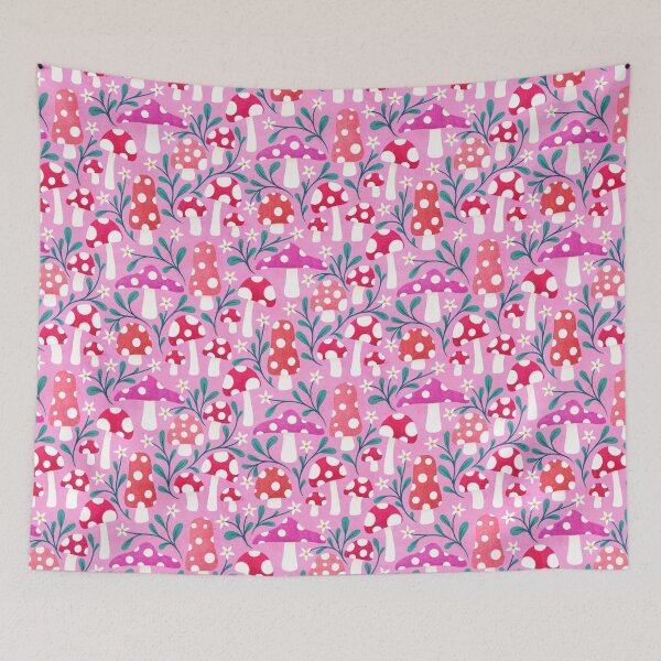 Item preview, Spotty Pink Floral Mushrooms designed and sold by RebeccaFlaherty.