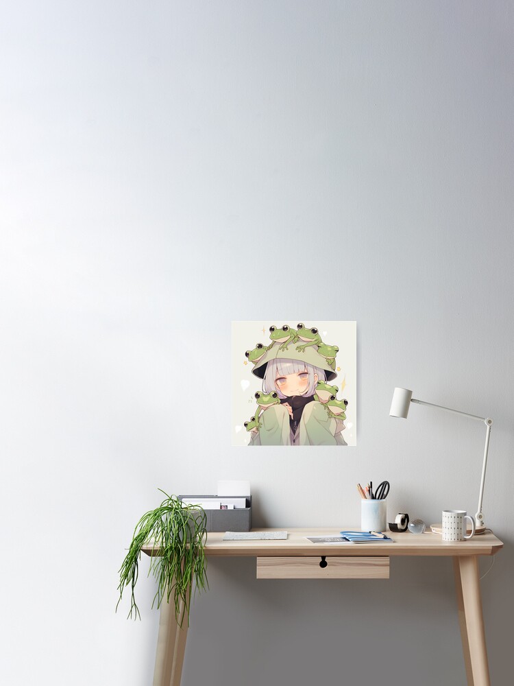 Cute Grey Hair Anime Frog Girl Poster for Sale by PatternzPro