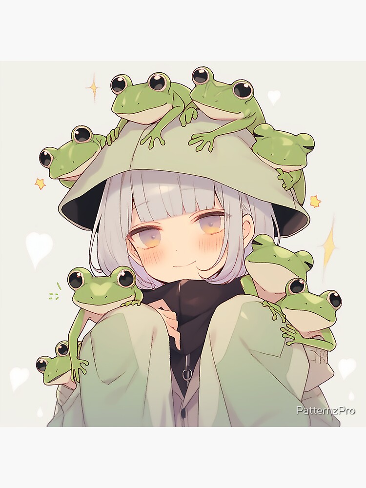 Cute Grey Hair Anime Frog Girl