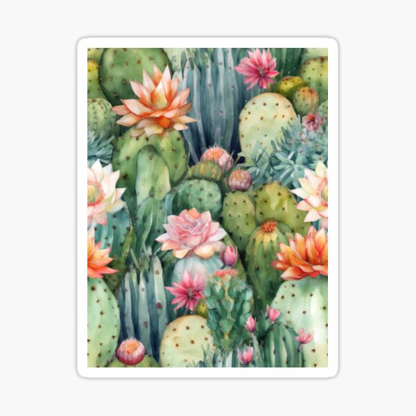 Artikel-Vorschau von Aquarell Kakteen in voller Blüte, designt und verkauft von miamakescolors.