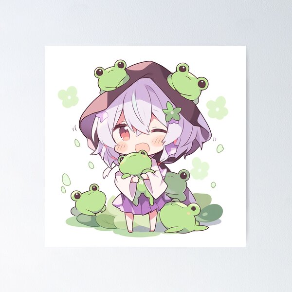 Cute Grey Hair Anime Frog Girl Poster for Sale by PatternzPro