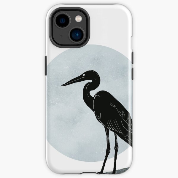 Heron and moon digital lino print iPhone Tough Case