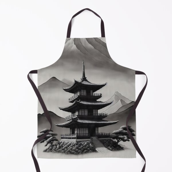 Item preview, Ukiyo-e Japanese Art - Ink Wash Pagoda designed and sold by allovervintage.
