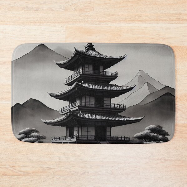 Item preview, Ukiyo-e Japanese Art - Ink Wash Pagoda designed and sold by allovervintage.