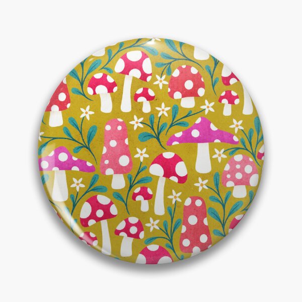 Item preview, Spotty Pink Floral Mushrooms | Mustard designed and sold by RebeccaFlaherty.