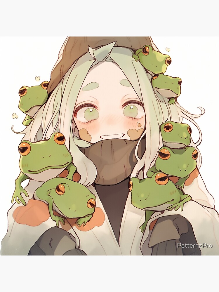 Cute Grey Hair Anime Frog Girl Poster for Sale by PatternzPro