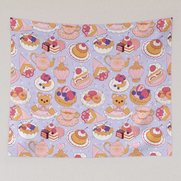 Item preview, Cute Tea Party Seamless Pattern Purple designed and sold by MadeByBeata.