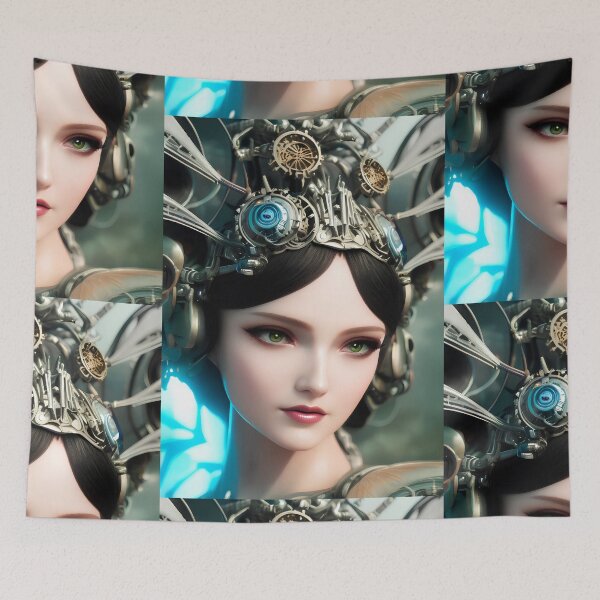 Item preview, Biopunk style painting portrait of the beautiful duchess of Larbhideleen designed and sold by DibuHumor.