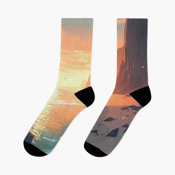 Item preview, Beach at sunset, with the waves crashing against the shore designed and sold by metoartist1445.