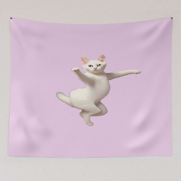 Item preview, Flirty Dancing White Cat Flying through the Air  designed and sold by deniselynnimage.