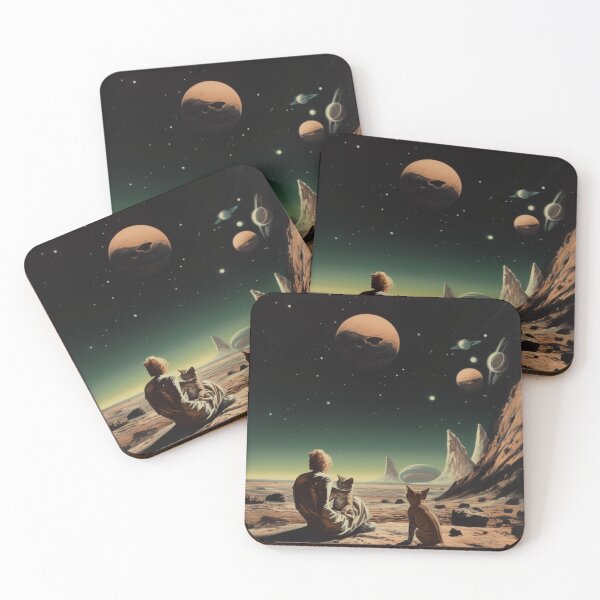 Item preview, Cute Cats on Surrealist Planets, Vintage designed and sold by Synthetic-Dream.