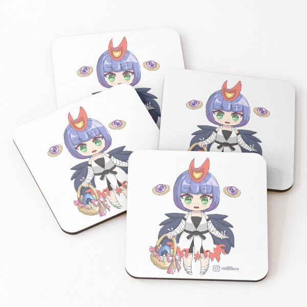 Item preview, Cute comic anime dark angel girl with purple short hair in red dress, holding a picnic basket designed and sold by VinLoveArtworks.