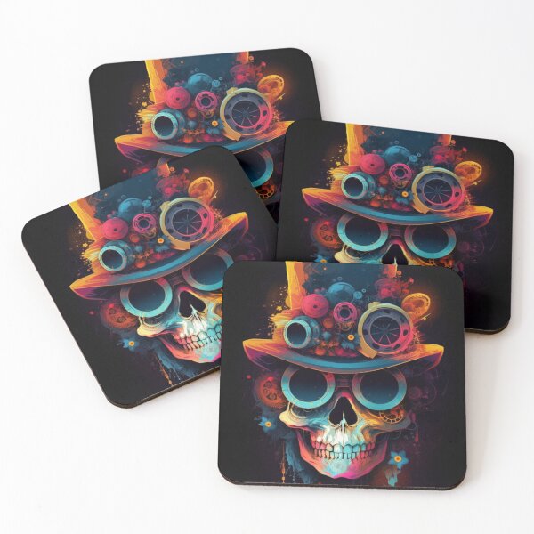 Item preview, Whimsical Psychedelic Skull Madhatter Skeleton Art Design V.87 designed and sold by Pexelpanoramas.