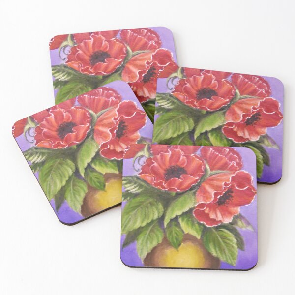 Item preview, Red poppies in a vase designed and sold by Dian Bernardo.
