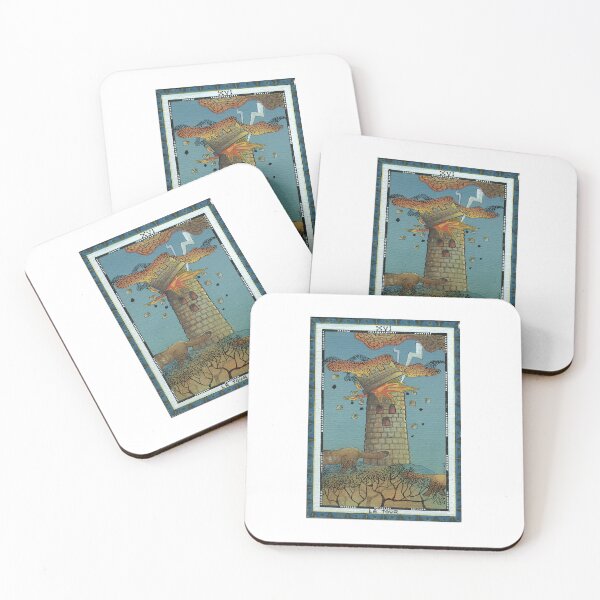 Item preview, The tower, La tour: color Cat Tarots Major Arcana designed and sold by gatteria.