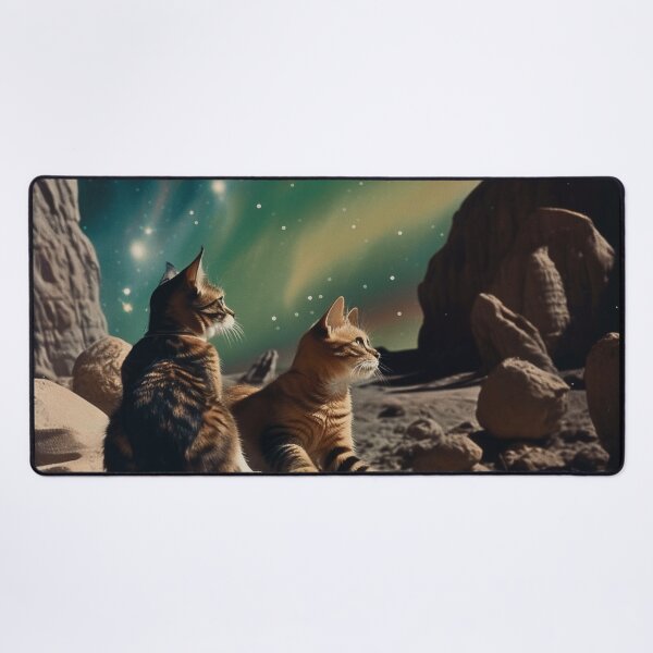 Item preview, Rainbow Nothern Lights Cats, Surrealist Vintage designed and sold by Synthetic-Dream.