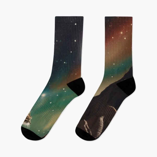 Item preview, Rainbow Nothern Lights Cats, Surrealist Vintage designed and sold by Synthetic-Dream.
