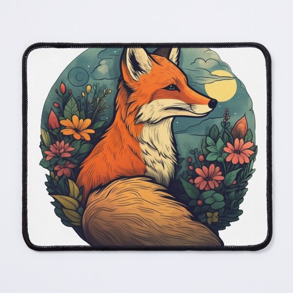 Item preview, Fox With Flowers designed and sold by CuteAnimalPrint.