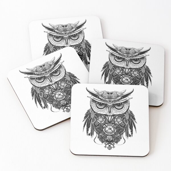 Item preview, Mechanical Owl Tribal Tattoo designed and sold by Yevhenii Kravchuk.