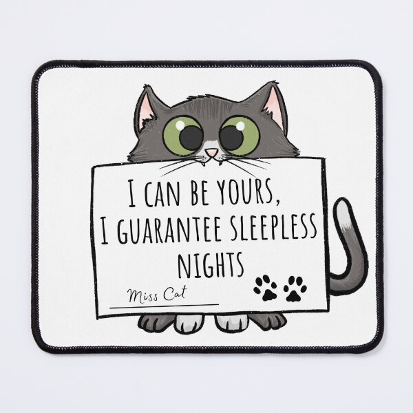 Item preview, Lindo diseño de gato con tablero de mensajes: 'Puedo ser tuyo' - Decoración de dormitorio adorable designed and sold by CatFans.