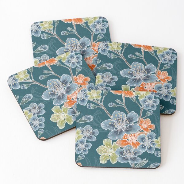 Item preview, New Romantic Watercolor floral pattern, linen texture designed and sold by Katj-A-Studio.