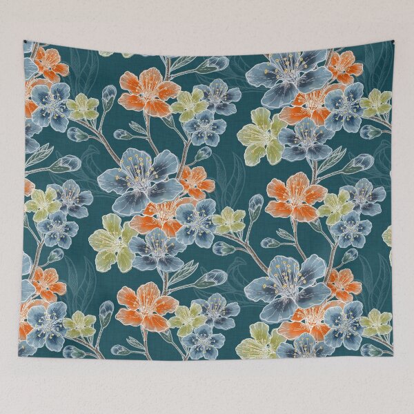 Item preview, New Romantic Watercolor floral pattern, linen texture designed and sold by Katj-A-Studio.