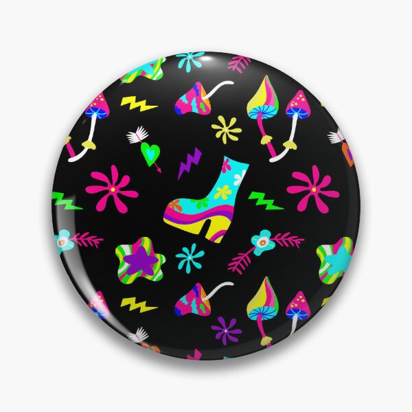 Item preview, 1970s groovy shoes mushrooms vintage black designed and sold by Gossip Rag.
