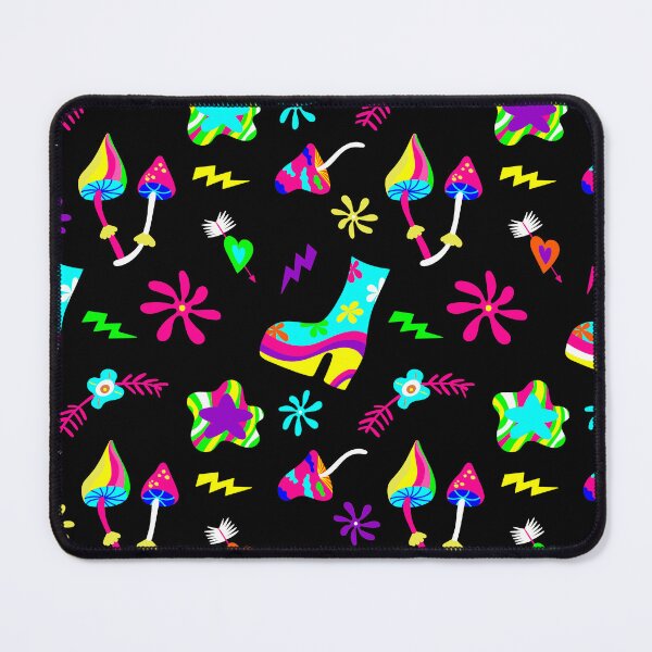 Item preview, 1970s groovy shoes mushrooms vintage black designed and sold by Gossip Rag.