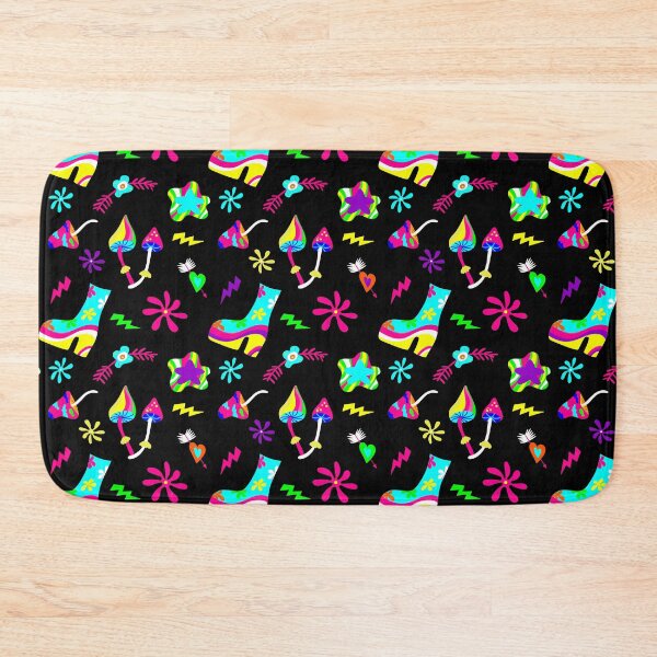 Item preview, 1970s groovy shoes mushrooms vintage black designed and sold by Gossip Rag.