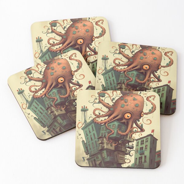 Item preview, Cartoon octopus destroying a building  designed and sold by TooTinyTone.