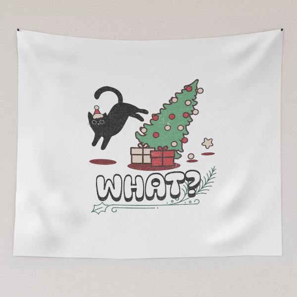 Item preview, Cat Lover Gift - Cat Pushing Christmas Tree designed and sold by PlayfulPrint.