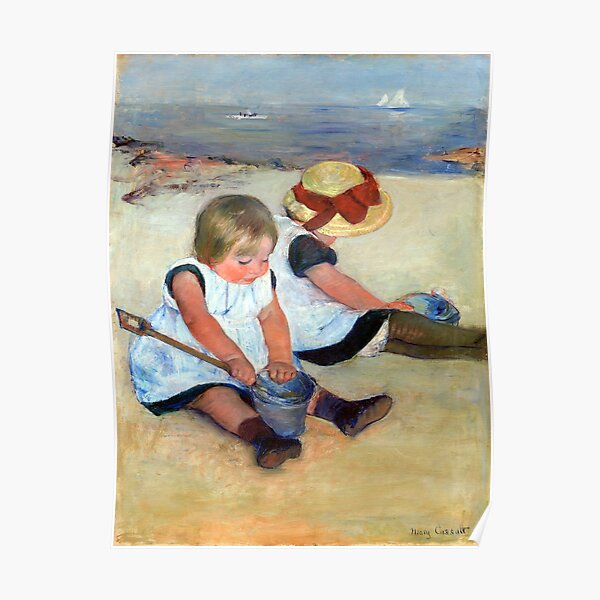 Mary Cassatt Children Playing on the Beach Poster
