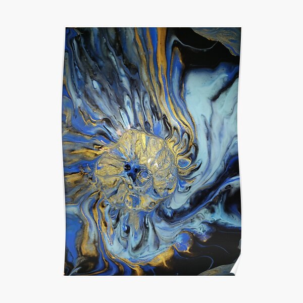 Swirl inshades of blue and dark RealPour medium Poster