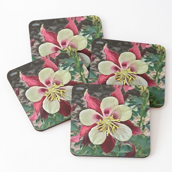 Item preview, Crimson Beauty: Single Red Columbine Flower Poly Art designed and sold by CommandoCrane.