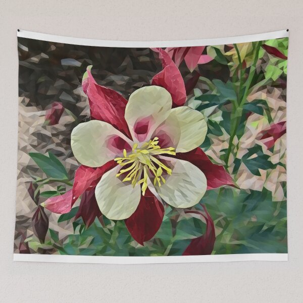 Item preview, Crimson Beauty: Single Red Columbine Flower Poly Art designed and sold by CommandoCrane.