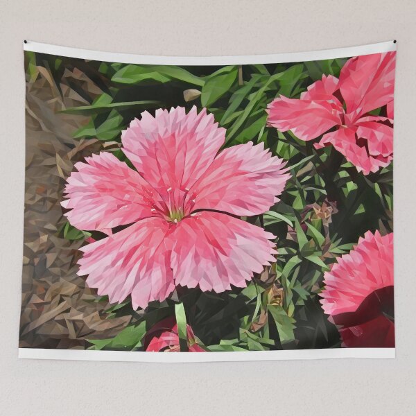 Item preview, Red Blaze: Dianthus Flower Poly Art designed and sold by CommandoCrane.