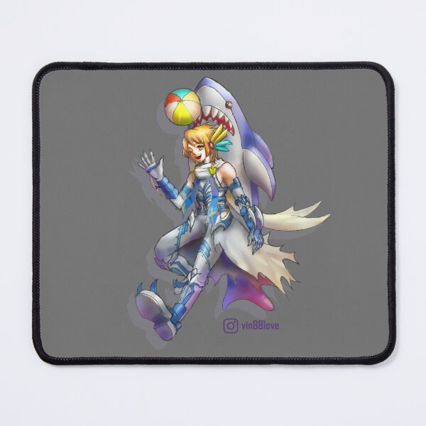 Item preview, A beach boy waving his hand with a beachball on his head and a shark pillow on his back designed and sold by VinLoveArtworks.