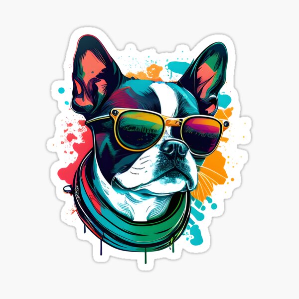 Item preview, Colorful Kawaii Gangsta Boston Terrier designed and sold by Leonardo Palumbo.