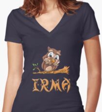 Irma Owl Women's Fitted V-Neck T-Shirt