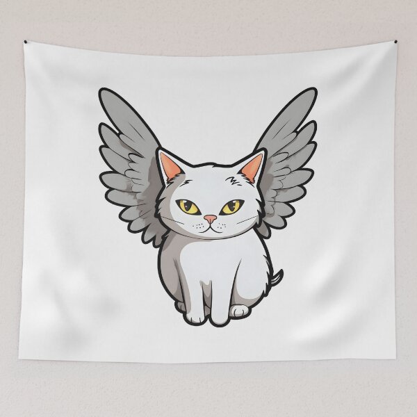 Item preview, White cat with angel's wings designed and sold by Zoondertt.