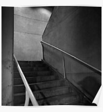 Shadow on the Stairs BW Parking Structure Poster