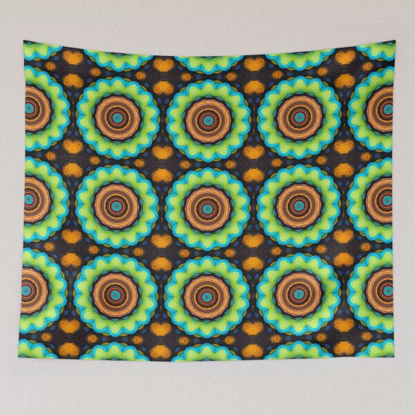 Artikelvorschau, Brightly Dyed Colorful Fabric Kaleidoscope Pattern 60 entworfen und verkauft von Swabcraft.