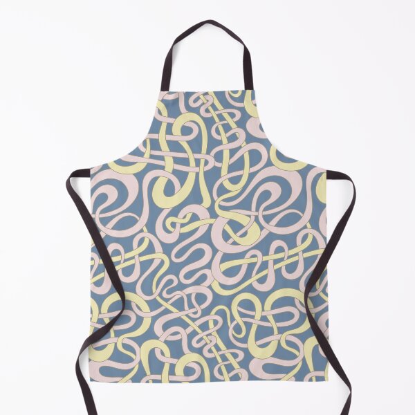 Item preview, MY STRIPES ARE TANGLED Curvy Organic Abstract Squiggle Shapes Pattern in Light Butter Yellow and Pastel Pink on Blue - UnBlink Studio by Jackie Tahara designed and sold by Jackie Tahara of UnBlink Studio.