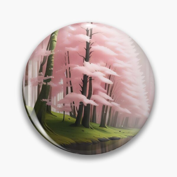 Item preview, Pink Tress Forest With Water Reflection Small River With Green Grass designed and sold by PosterPalace.