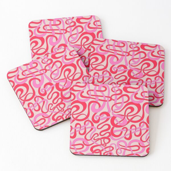 Item preview, MY STRIPES ARE TANGLED Curvy Organic Abstract Squiggle Shapes in Vintage Glam Fuchsia Pink Red Lavender Purple on Light Pink - UnBlink Studio by Jackie Tahara designed and sold by Jackie Tahara of UnBlink Studio.