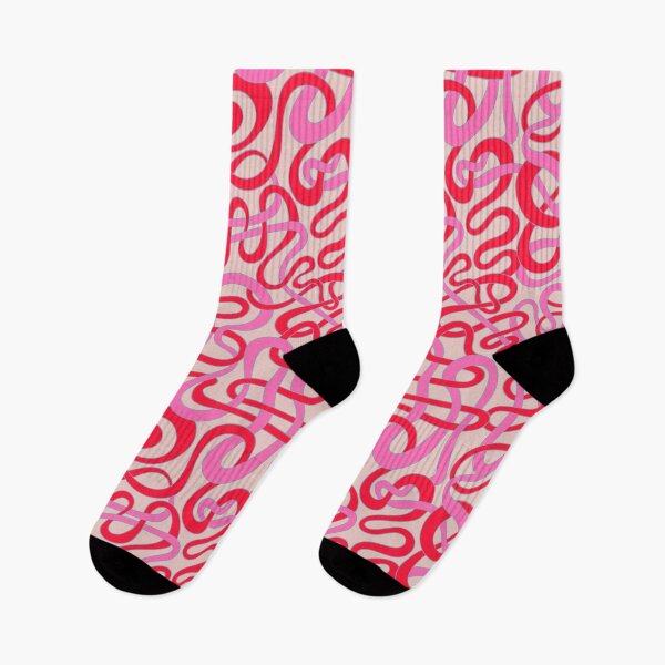 Item preview, MY STRIPES ARE TANGLED Curvy Organic Abstract Squiggle Shapes in Vintage Glam Fuchsia Pink Red Lavender Purple on Light Pink - UnBlink Studio by Jackie Tahara designed and sold by Jackie Tahara of UnBlink Studio.